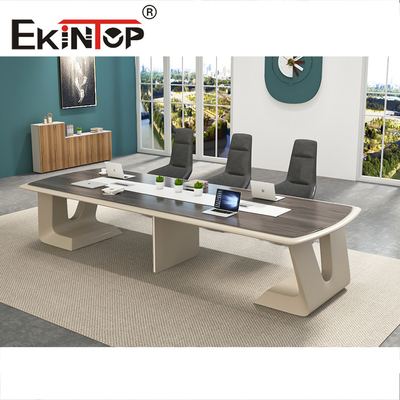 আধুনিক MDF Woden অফিস ডেস্ক কনফারেন্স টেবিল MT-54-1 মিটিং 2.4 মি