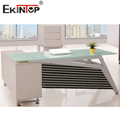 OEM সমসাময়িক গ্লাস অফিস ডেস্ক আধুনিক কমনীয়তার সাথে আপনার কর্মক্ষেত্রকে নতুন করে সংজ্ঞায়িত করুন