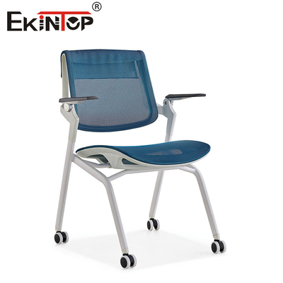 নীল এবং ধূসর প্রশিক্ষণ রুম চেয়ার সহ চাকা foldable