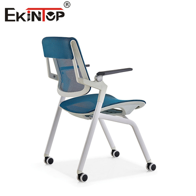 নীল এবং ধূসর প্রশিক্ষণ রুম চেয়ার সহ চাকা foldable