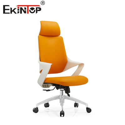 OEM ধাতব পা সহ কমলা চামড়া অফিস চেয়ার নীরব চাকা