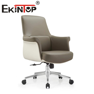 চামড়া চেয়ার নিয়মিত অফিস আসবাবপত্র ঘোরানো Ergonomic ডিজাইন ভেগান চামড়া চেয়ার